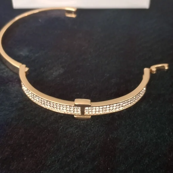 18K Gold Plated Crystal Belt Bangle Gold Swarovski Crystal Belt Bangle Bracelet - Picture 9 of 17